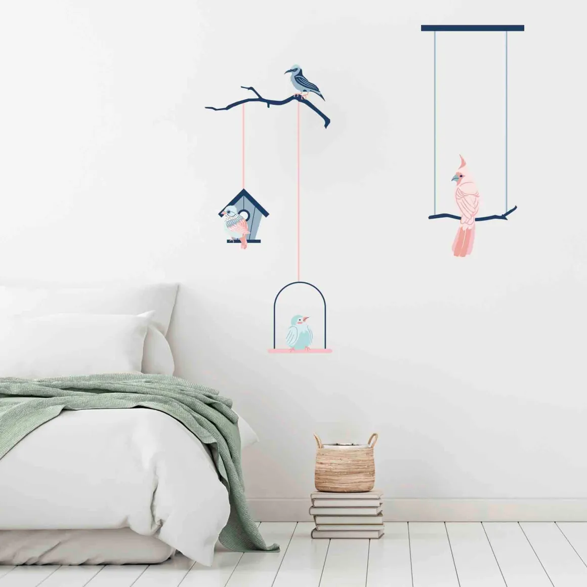 Stickers & Embellissements*Draeger Paris Sticker mural Oiseaux roses et bleus