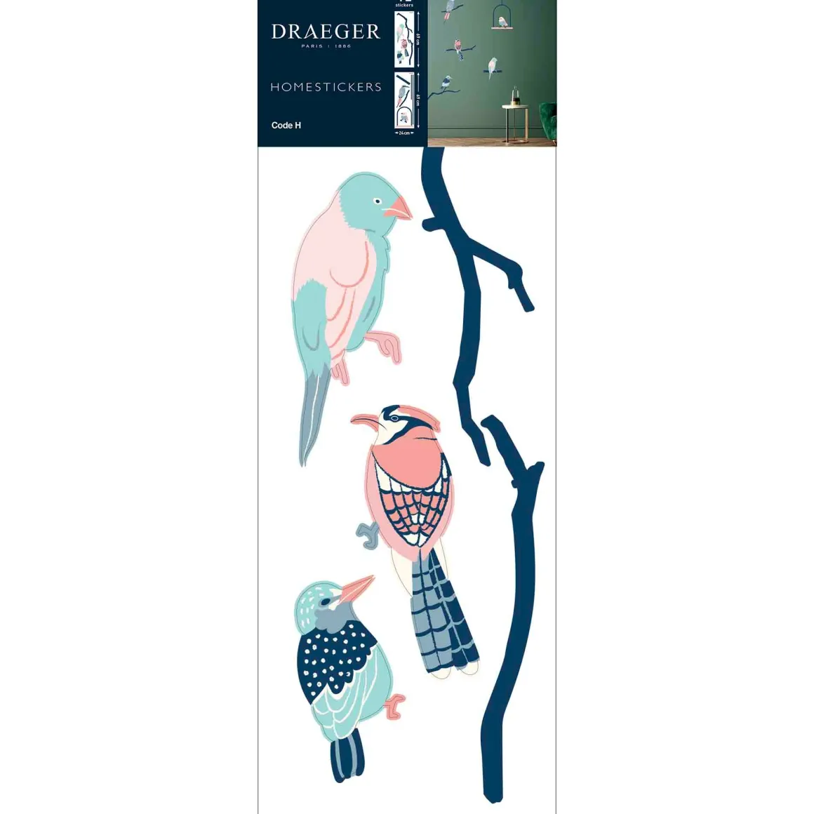 Stickers & Embellissements*Draeger Paris Sticker mural Oiseaux sur leur branche