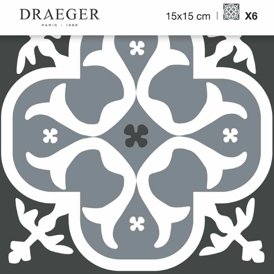 Stickers De Carrelage|Stickers & Embellissements*Draeger Paris Stickers carrelage 15x15 cm Lys noir