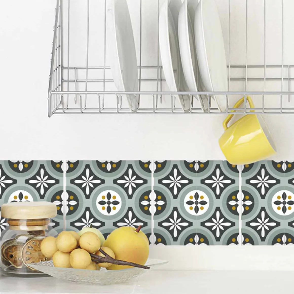 Stickers De Carrelage|Stickers & Embellissements*Draeger Paris Stickers carrelage 15x15 cm Motifs floraux vert d'eau