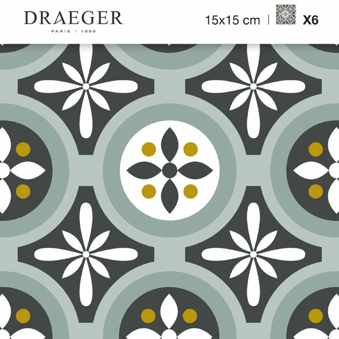 Stickers De Carrelage|Stickers & Embellissements*Draeger Paris Stickers carrelage 15x15 cm Motifs floraux vert d'eau