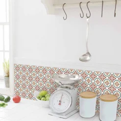 Stickers & Embellissements|Stickers De Carrelage*Draeger Paris Stickers carrelage 15x15 cm Motifs floraux rouges