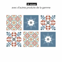 Stickers & Embellissements|Stickers De Carrelage*Draeger Paris Stickers carrelage 15x15 cm Motifs floraux rouges