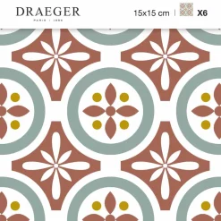 Stickers & Embellissements|Stickers De Carrelage*Draeger Paris Stickers carrelage 15x15 cm Motifs floraux rouges