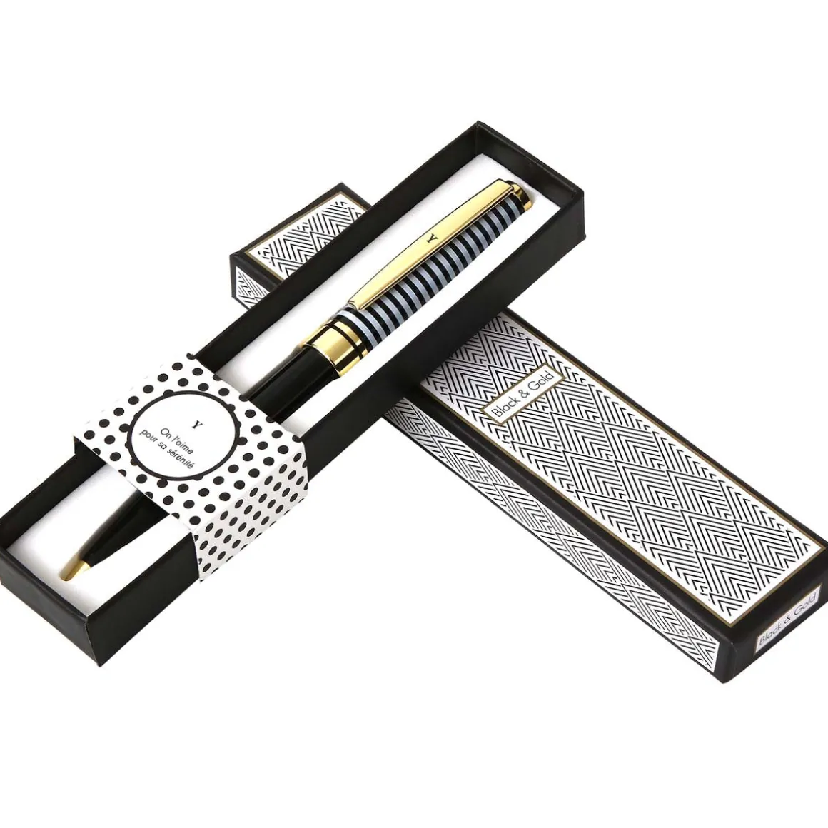 Stylos Personnalisés*Draeger Paris Stylo personnalisé initiale Black & Gold